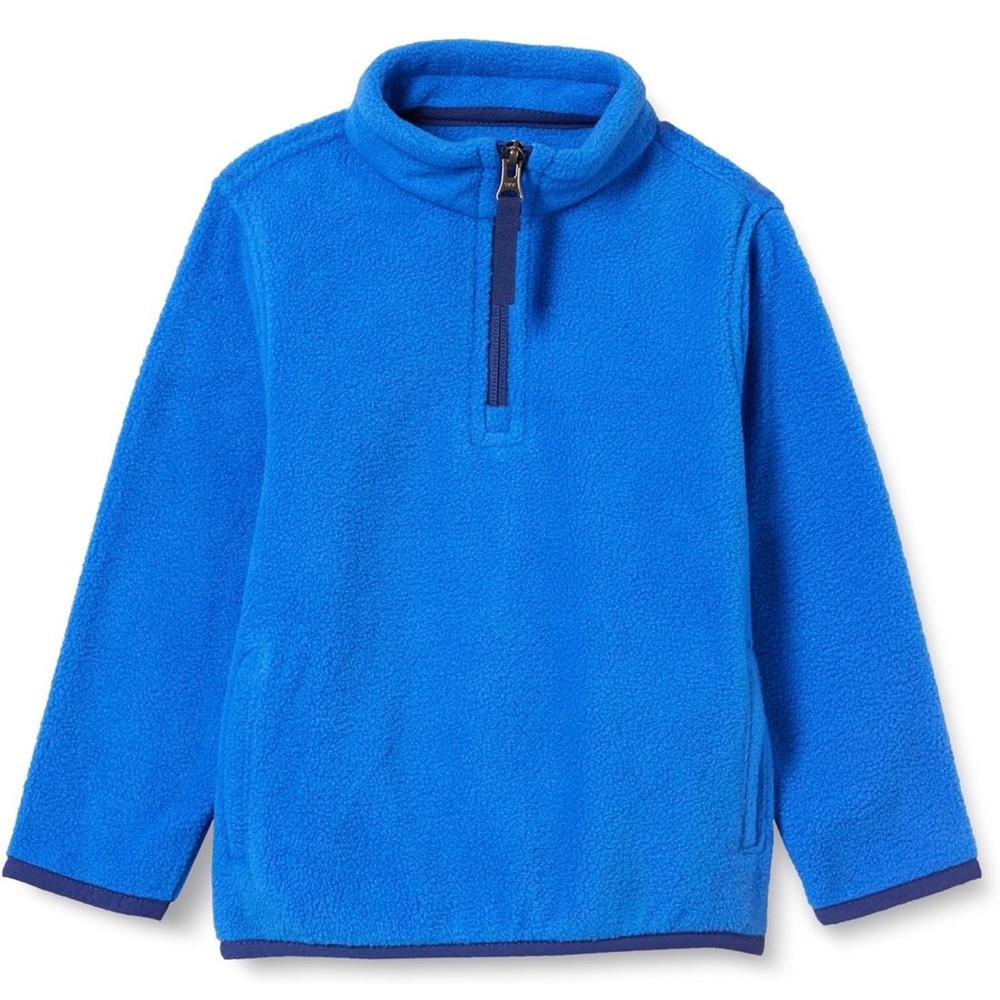 Boy Kids Blue Fleece Pullover With Half Zip